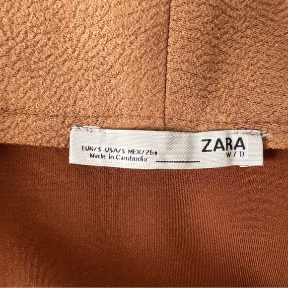 Zara Brown/Camel Faux Suede Longline Coat - Picture 8 of 12